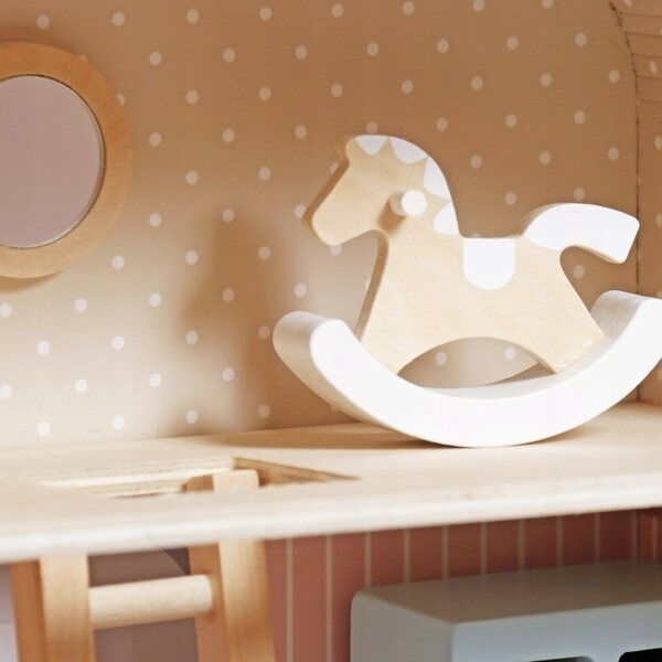 Casa per bambole in valigia KIK con mobili in legno, set 25 pezzi, 22 cm