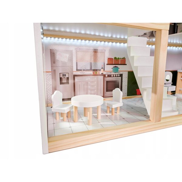 Casa delle bambole in legno LED 78 cm Stile Boho FLORO - Lulilo