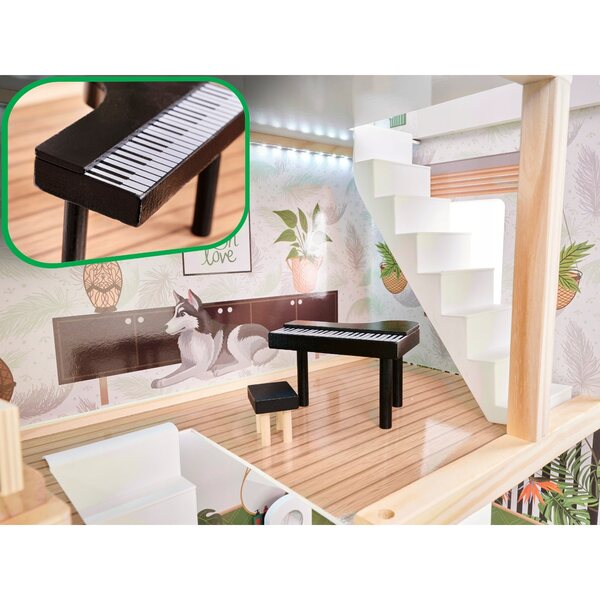 Casa delle bambole in legno LED 78 cm Stile Boho FLORO - Lulilo