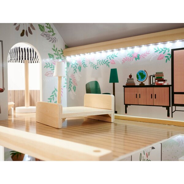 Casa delle bambole in legno LED 78 cm Stile Boho FLORO - Lulilo