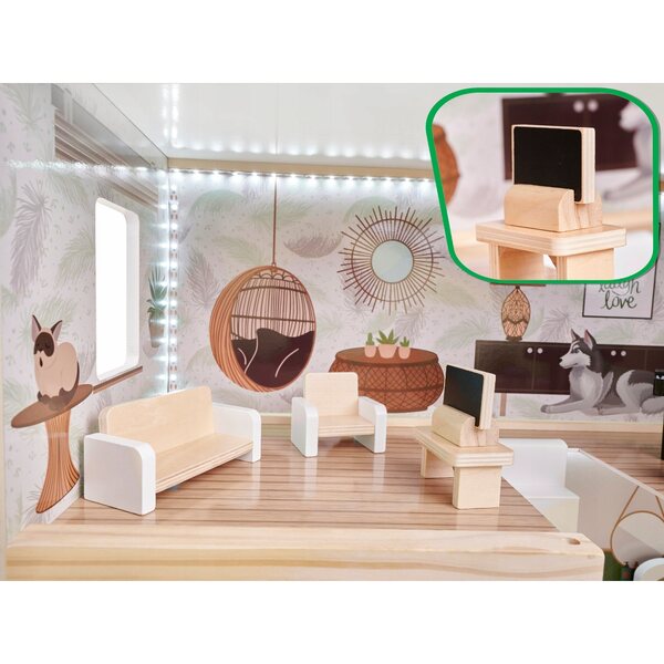 Casa delle bambole in legno LED 78 cm Stile Boho FLORO - Lulilo