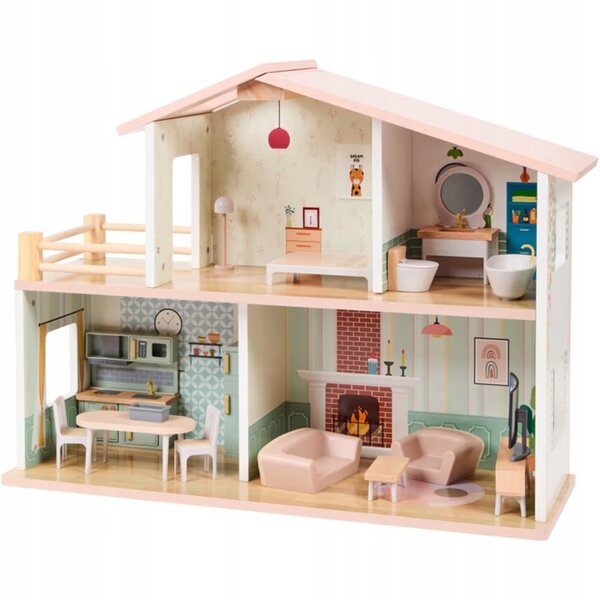Dollhouse in legno con mobili Mini Matters, gioco creativo e sicuro