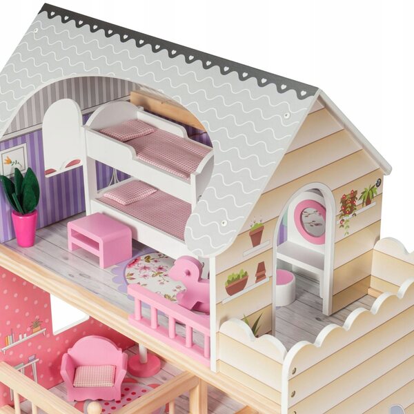 Dollhouse in legno Mamabrum con illuminazione LED 90x60x30 cm per bambini