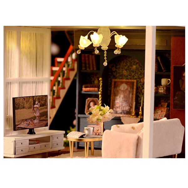 Miniatura Casa DIY Willa Moneta con Arredamento Completo e Carillon integrato