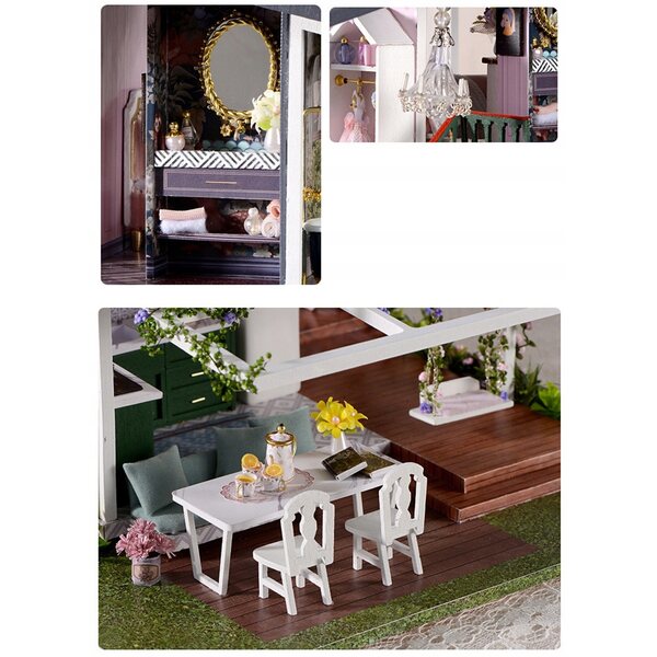 Miniatura Casa DIY Willa Moneta con Arredamento Completo e Carillon integrato