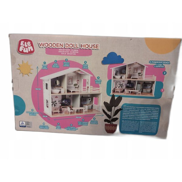 Cottage per bambole Elefun in legno con mobili regolabili 40.2 cm