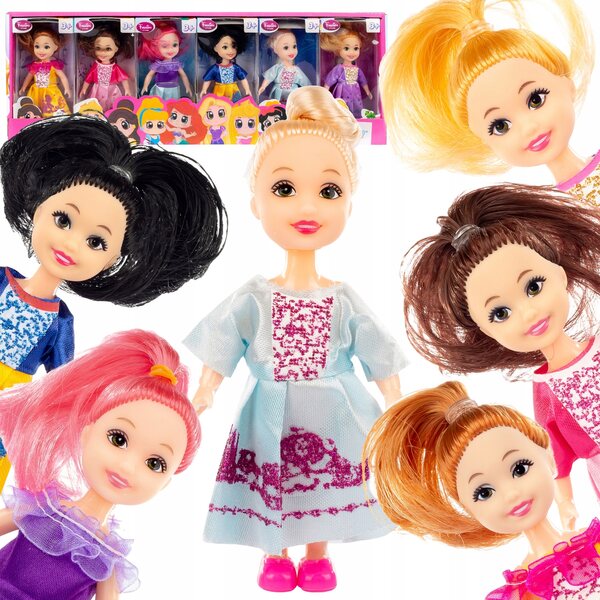 Set mit 6 Kinderspiel-Prinzessinnen 12 cm mit Zubehör – Puppen für das Puppenhaus