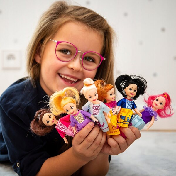 Set mit 6 Kinderspiel-Prinzessinnen 12 cm mit Zubehör – Puppen für das Puppenhaus