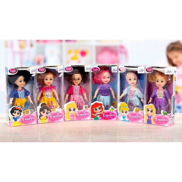 Set mit 6 Kinderspiel-Prinzessinnen 12 cm mit Zubehör – Puppen für das Puppenhaus