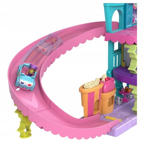 Polly Pocket Pollyville Cinema con 2 bambole, auto e accessori a 3 livelli
