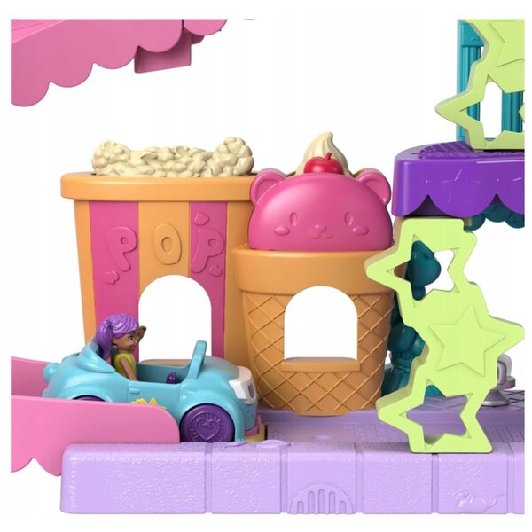 Polly Pocket Pollyville Cinema con 2 bambole, auto e accessori a 3 livelli