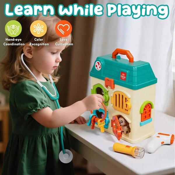 Set Clinica Veterinaria Gioco Bambini con Animali e Accessori Medici