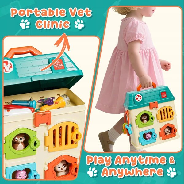 Set Clinica Veterinaria Gioco Bambini con Animali e Accessori Medici
