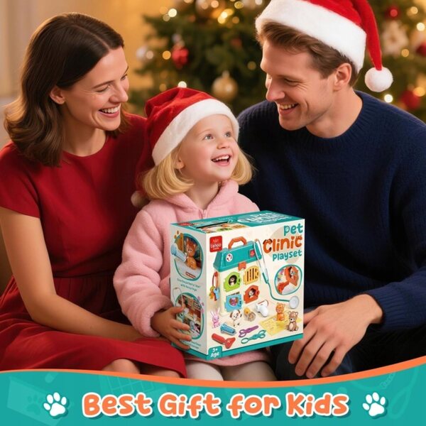 Set Clinica Veterinaria Gioco Bambini con Animali e Accessori Medici