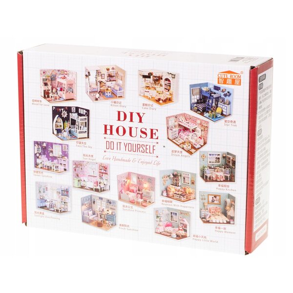 Retro-Puppenhaus aus Holz mit LED, 13 cm, DIY-Modell für Kinder und Erwachsene