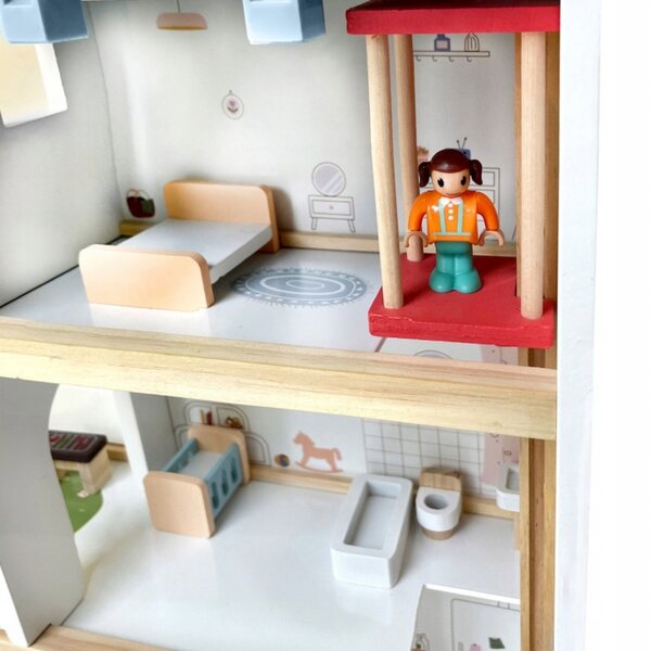 Maison de poupée 41,5 cm avec meubles et accessoires, en bois 4iQ Gruppo Ula