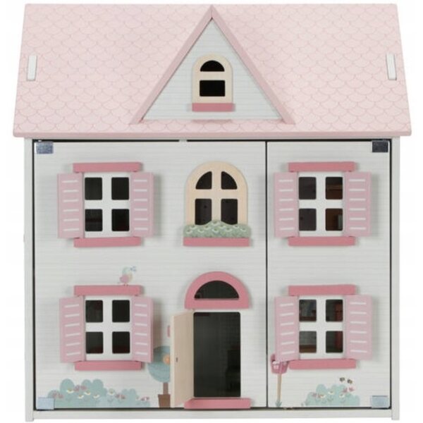 Kleines niederländisches Puppenhaus aus FSC-Holz mit Möbeln und 49 cm großen Puppen