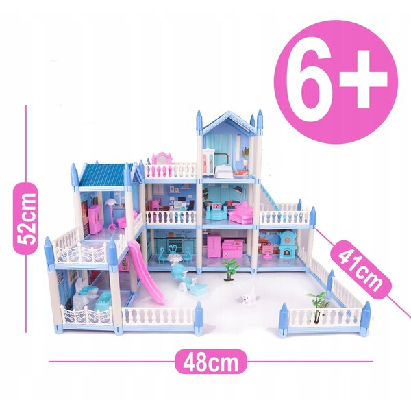 Grande casa delle bambole 3 piani con mobili, terrazza e area giochi MalPlay