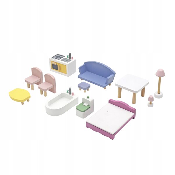 Dollhouse in legno rosa con mobili, grande e apribile per bambini creativi