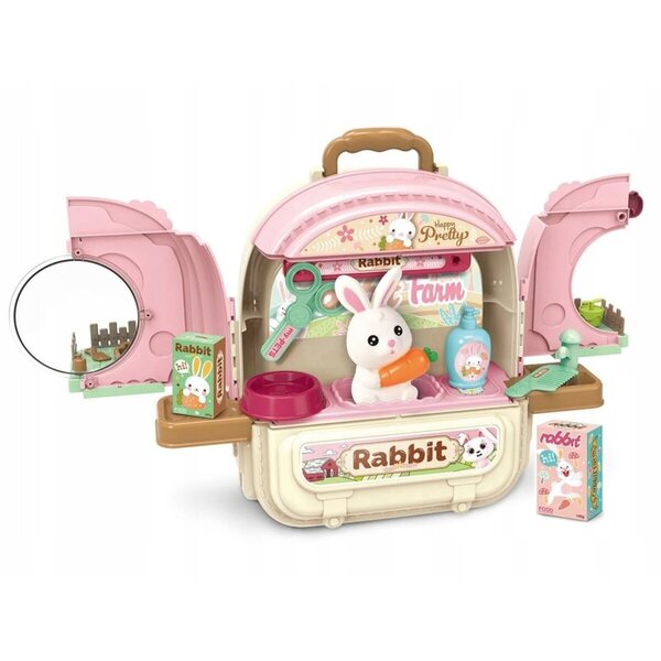 Kaninchen im Rucksack 3in1 – Mini-Bauernhof- und Puppenhaus-Spielzeugset