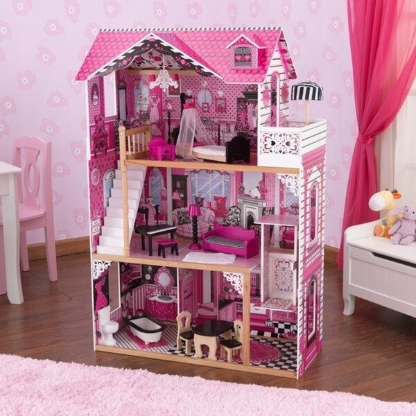 Dollhouse KidKraft Amelia in legno con mobili, 121 cm per bambini 3+