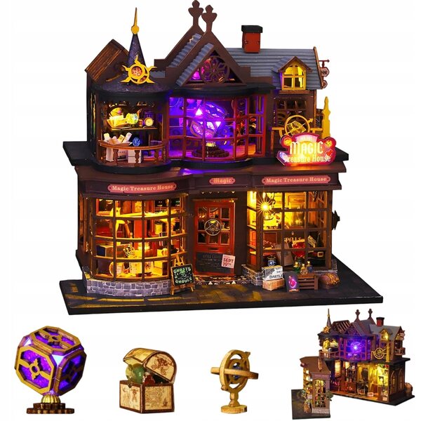 Bedee Puppenhaus-Miniatur-DIY-Set mit LED-Lichteffekten