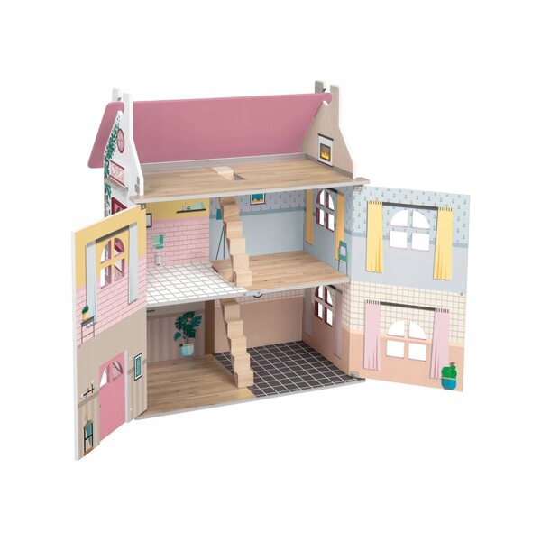 Maison de poupée en bois Playtive XXL avec double escalier et murs ouvrants
