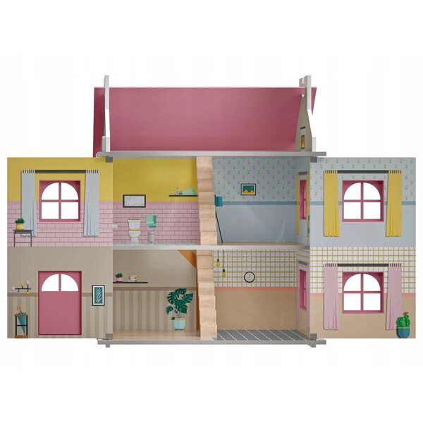 Maison de poupée en bois Playtive XXL avec double escalier et murs ouvrants