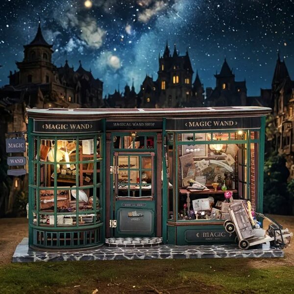 Habarri-Puppenhaus-Miniatur mit LED-Licht und Holzelementen