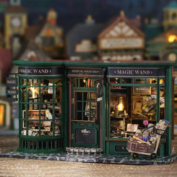 Habarri-Puppenhaus-Miniatur mit LED-Licht und Holzelementen