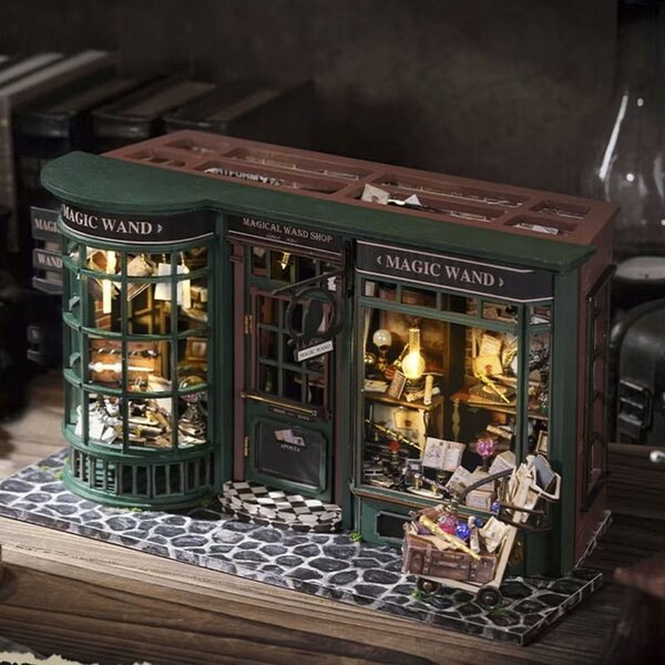Habarri-Puppenhaus-Miniatur mit LED-Licht und Holzelementen