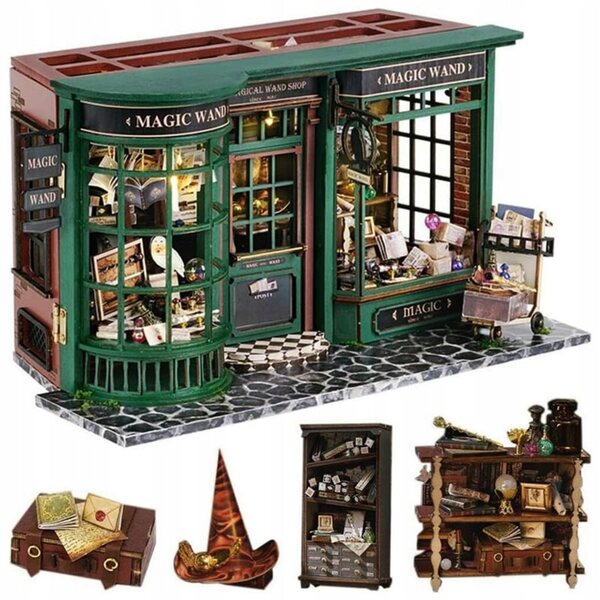 Habarri-Puppenhaus-Miniatur mit LED-Licht und Holzelementen