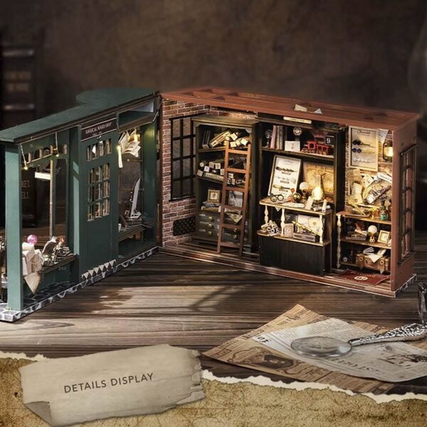 Habarri-Puppenhaus-Miniatur mit LED-Licht und Holzelementen