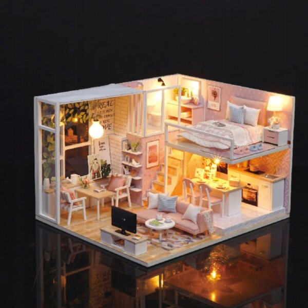 Habarri Puppenhaus 1:15 6 cm – DIY-Holzminiatur-Set