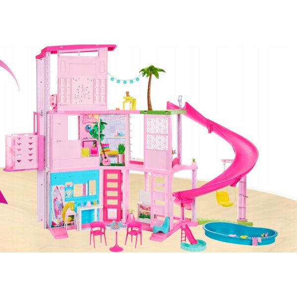 Barbie Dreamhouse Traumhaus: großes Puppenhaus mit 3 Etagen, Geräuschen und 75 Zubehörteilen