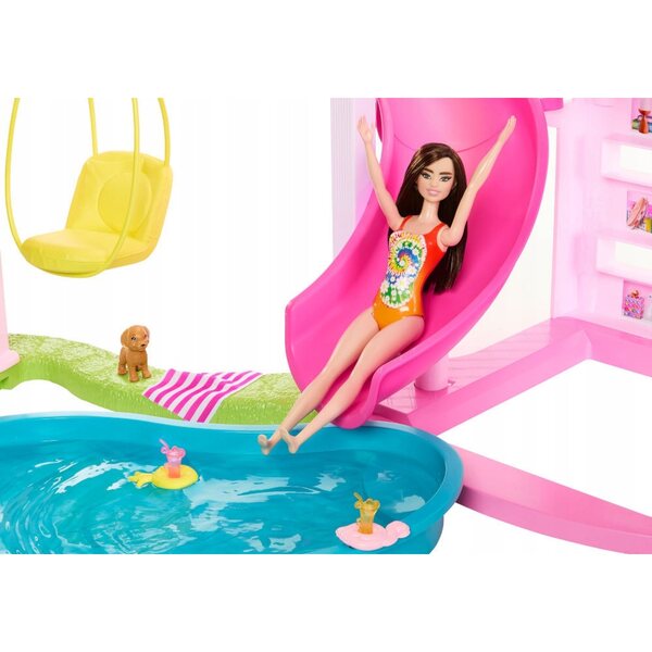 Barbie Dreamhouse Traumhaus: großes Puppenhaus mit 3 Etagen, Geräuschen und 75 Zubehörteilen