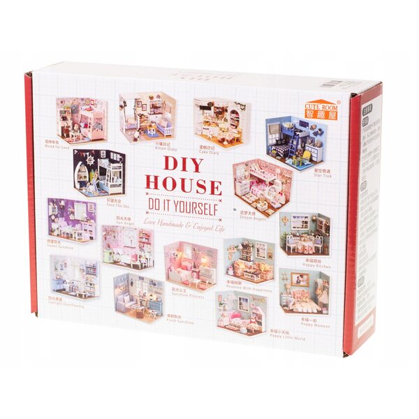 Doll House In Legno Salotto DIY con LED 20,6 cm per Bambini e Adulti
