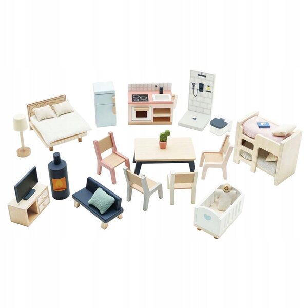Holzmöbel-Set für Le Toy Van Puppenhaus, 35-teilig