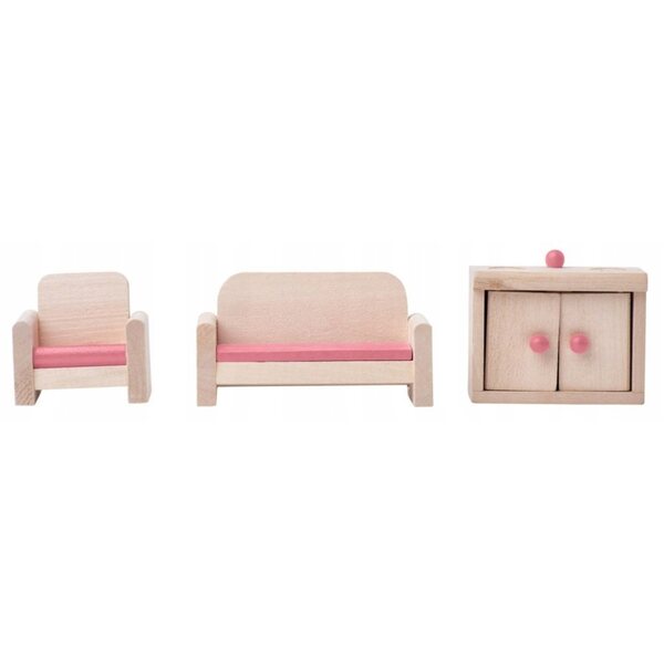 Dollhouse in legno Woodyland Brygida con mobili, pastello, 39,5x26,5x36 cm