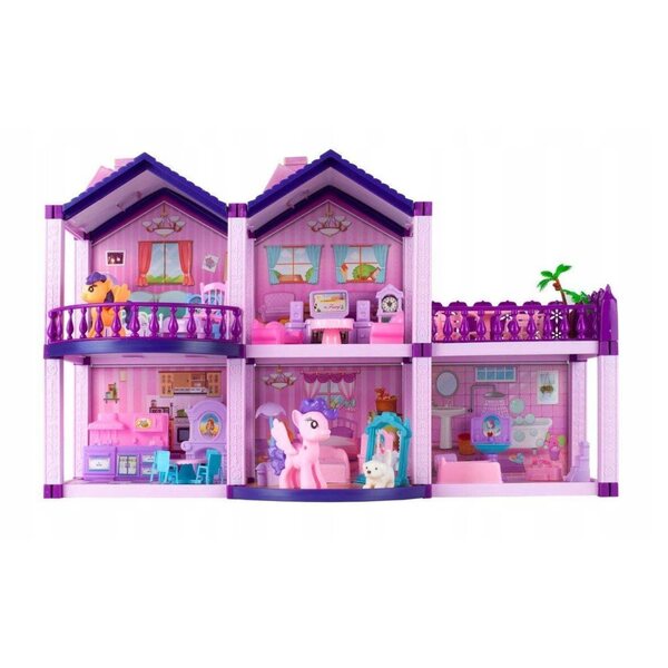 Casa delle bambole Woopie rosa XL con mobili e accessori per bambini 3+