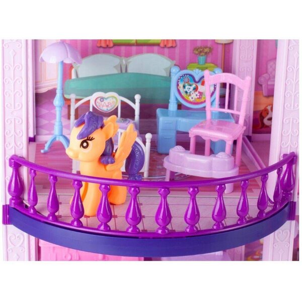 Casa delle bambole Woopie rosa XL con mobili e accessori per bambini 3+