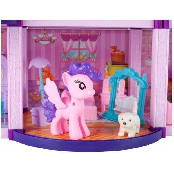Casa delle bambole Woopie rosa XL con mobili e accessori per bambini 3+