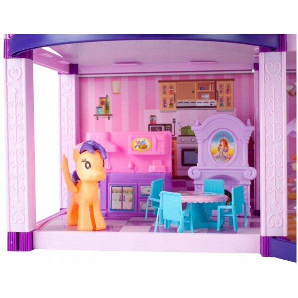 Casa delle bambole Woopie rosa XL con mobili e accessori per bambini 3+