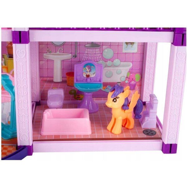 Casa delle bambole Woopie rosa XL con mobili e accessori per bambini 3+