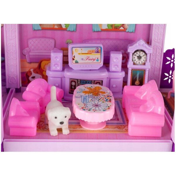 Casa delle bambole Woopie rosa XL con mobili e accessori per bambini 3+