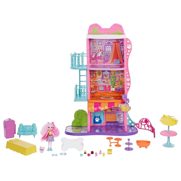 Enchantimals Casa Urbana con Caffetteria e Bambola Palmer 70 cm per Bambini