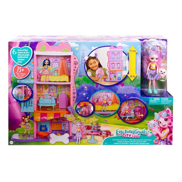 Enchantimals Casa Urbana con Caffetteria e Bambola Palmer 70 cm per Bambini