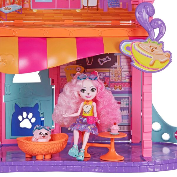 Enchantimals Casa Urbana con Caffetteria e Bambola Palmer 70 cm per Bambini