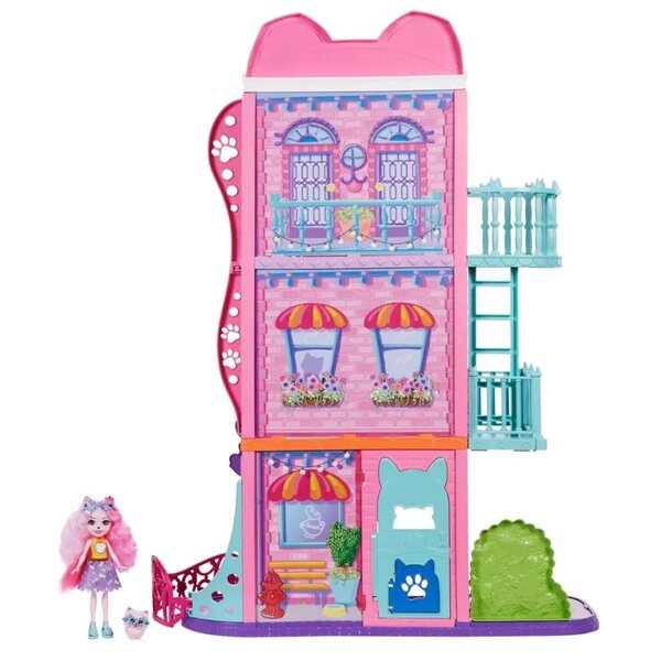 Enchantimals Casa Urbana con Caffetteria e Bambola Palmer 70 cm per Bambini