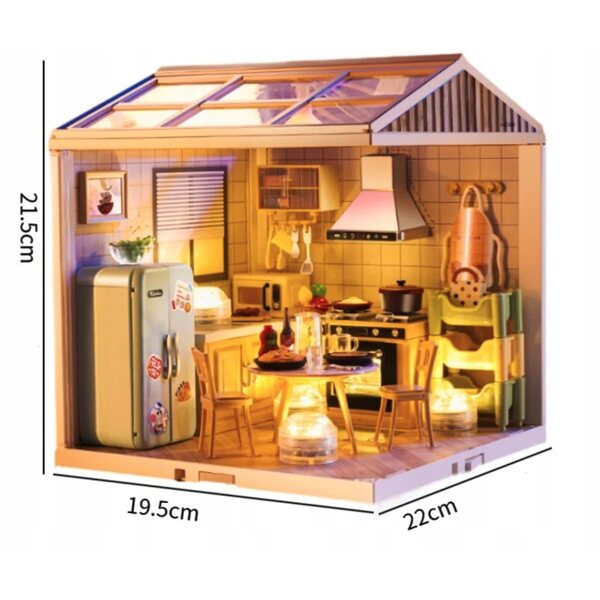 Miniatur-DIY-Spielküche mit LED-Lichtern und 125 Elementen für Kinder ab 6 Jahren